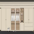 Elegant Modern Wardrobe With Glass Door Hanging Clothes And Storage Shelves