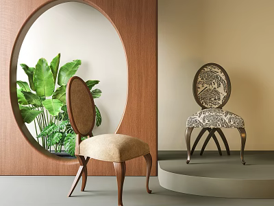 Classic Elegant Upholstered Oval Back Single Chair For Stylish Cozy Luxury Home Living Space 3d model
