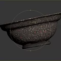 Intricately Carved Metallic Bowl With Detailed Patterns And Smooth Surface Design
