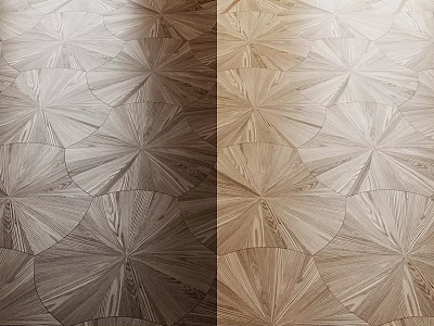 Stylish Radial Pattern Wooden Floor Design With Dual Tone Finishes For Home Interior 3d model