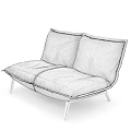 Modern Minimalist White Double Sofa With Wooden Legs In Living Room Interior