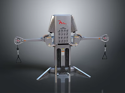 Diana Multi Functional Fitness Machine With Silver Metal Frame And Arm Attachments 3d model