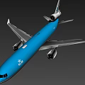 Blue And Silver Large Passenger Airplane Flying With Wings And Engines