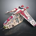 Red And White Spacecraft With Detailed Design For Interstellar Exploration