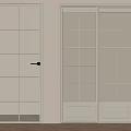 Modern Sliding Double Doors with Ribbed Glass Panels and Light Frame Design