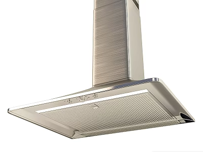 Modern Stainless Steel Range Hood As Essential Kitchen Appliance With Textured Surface And LED Light 3d model
