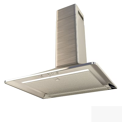 Modern Stainless Steel Range Hood As Essential Kitchen Appliance With Textured Surface And LED Light 3d model