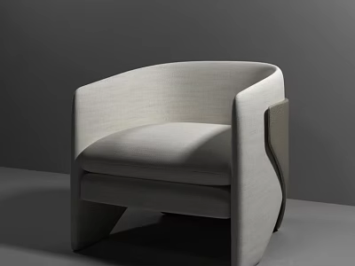 Modern Single Sofa Upholstered Fabric with Unique Armrest Design Light Gray Elegant Living Room Furniture 3d model
