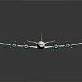 Modern White Aircraft With Green And Blue Stripes Four Engines And Wings Design