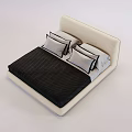 Modern Minimalist Double Bed With Beige Headboard Black Bedspread And White Pillows 3d model