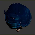 Game Movie Character 3D Model With Blue Hair Blue Eyes And Red Lips