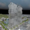Aerial Planning of Urban High Rise Buildings with Surrounding Roads Trees and Cityscape