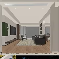 Modern Living and Dining Room Interior Design With Leather Sofa Wooden Floor And Large Window View