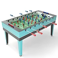Foosball Table Recreational Equipment Featuring Green Surface Red Blue Players And Control Rods