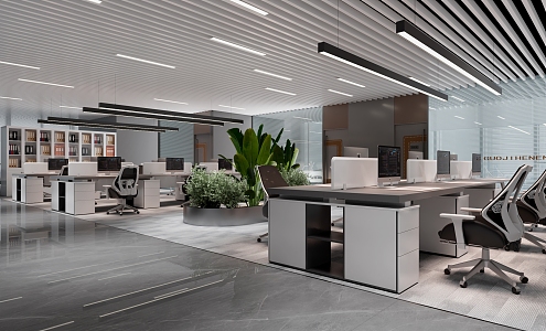 Modern public office area open office 3d model