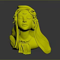 Vibrant Game and Movie Character Head Sculpture with Ornate Headdress and Shiny Accents