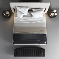 Modern Double Bed With Upholstered Headboard Bed Bench Nightstands And Side Lamps 3d model