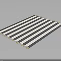 Modern Decorative Black and White Striped Rug with Golden Trim on Edges
