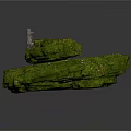 Moss Covered Rock Formation with Gray Stone Pillar as Natural Scenery Component