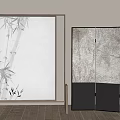 New Chinese Screen Partition Folding Screen Rattan Screen 3d model