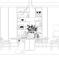 Modern Restaurant Interior With Dining Table Chairs Chandelier Marble Walls And Green Plants