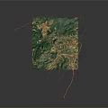 3D Topographic Model With Green Terrain And Yellow Connecting Lines
