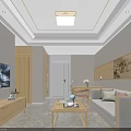 Modern Living And Dining Area Interior With Sofa Coffee Table And Decorative Painting