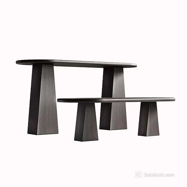 Modern Black Console Tables With Geometric Legs And Sleek Design 3d model