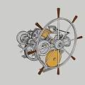 Vintage Industrial Mechanical Device With Steering Wheel Gears And Metal Parts