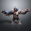 Fierce Armored Gorilla 3D Model With Open Mouth And Outstretched Arms