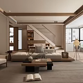 Modern Living Dining Room Interior Design With Sofa Coffee Table Rug And Natural Light