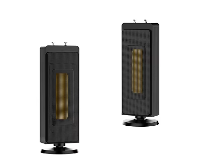 Two Black Column Heating Devices With Grid Front And Stable Base 3d model
