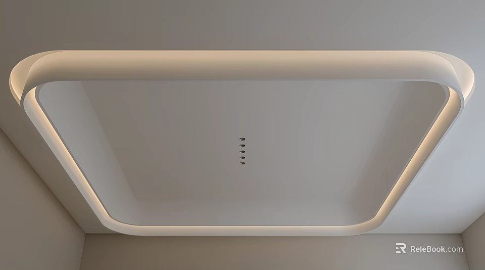 Modern Minimalist Ceiling Design With Recessed LED Strip Lights And Sleek Lines 3d model 
