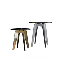 Modern Side Tables With Metallic Gold And Silver Legs Black Round Tabletop 3d model