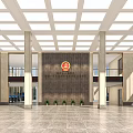 Spacious Modern Hotel Lobby Design With High Ceiling Large Windows Marble Flooring And Green Plants