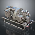 Industrial Mechanical Pump With Metal Frame Wheels Valve Connections And Control Panel