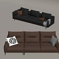 Modern Multiplayer Sofa Leather Sofa 3d model