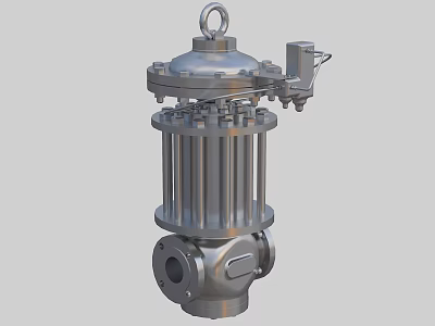 Industrial Stainless Steel Valve With Cylindrical Body Lifting Ring And Flange Connections 3d model