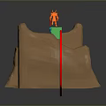 Simple Structure Scene With Wooden Planks Zigzag Red Lines Green Blocks And Orange Figure