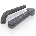Industrial Mechanical Equipment With Black Curved Pipe And Gray Structural Components