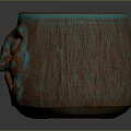 Unique Handcrafted Brown Cup With Turquoise Rim And Carved Face Design