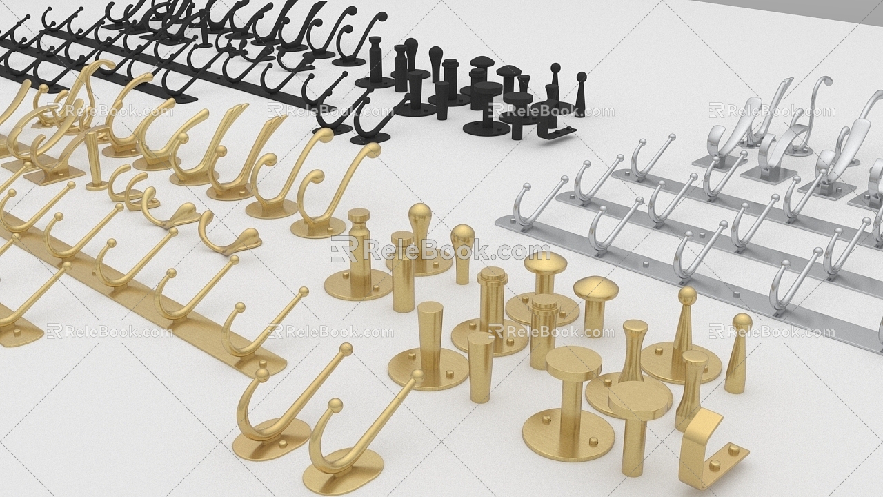 Modern Hardware Brass Metal Coat Hook Hook 3d model