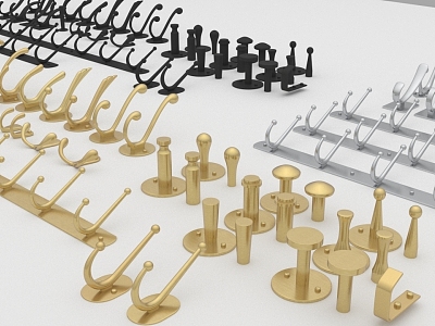 Modern Hardware Brass Metal Coat Hook 3d model