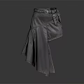 Gray Asymmetrical Skirt With Belt And Multiple Pockets Modern Fashion Design