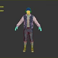 3D Model Male Character Wearing Blue Beanie White Blue Open Jacket Denim Shorts Blue Sneakers