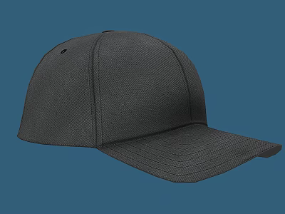 Gray Fabric Baseball Hat With Curved Bill On Blue Background 3d model