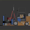 Industrial Storage Equipment With Forklift Barrels Shelf Boxes Wooden Pallets And Coil