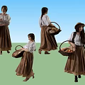 Traditional Costume Woman Carrying Basket Inflatable Decorative Figure For Outdoor Festivals