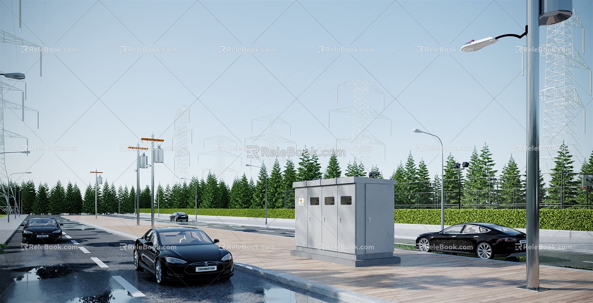 modern electric pole electric pole electric tower 3d model