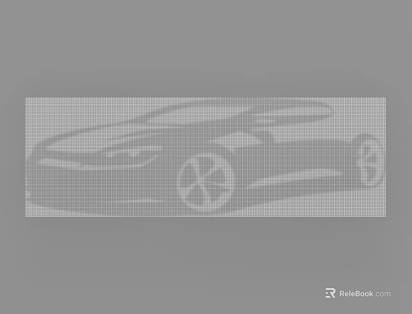 Abstract Dot Matrix Style Sports Car Silhouette With Streamlined Body And Wheel Details 3d model 